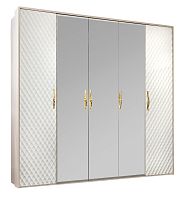 Шкаф Лара 5-створчатый с зеркалом белый глянец