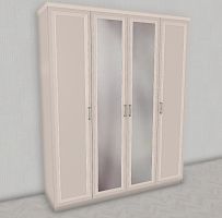 шкаф Нонна 4-створчатый с зеркалом бежевый  глянец