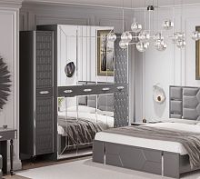 Шкаф для одежды 5-дверный Мария (серый с серебром)