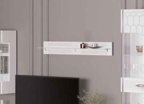 Полка навесная Мария (белый с серебром)