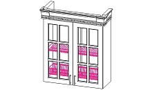 Верона секция навесная 2-створчатая с сушкой, фасад со стеклом крем глянец