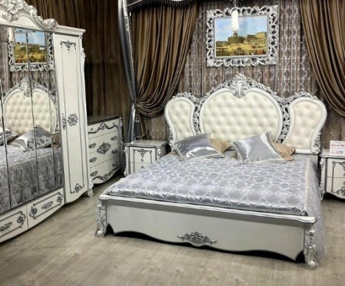 Спальня Дольче Вита с комодом (белый с серебром) фото 12