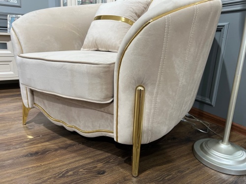 Кресло Лара бежевый золото фото 5