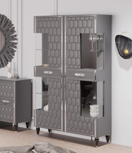 Шкаф 2-дверный Мария (графит с серебром)