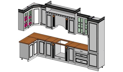 Кухня Верона угловая 3,9х1,6м крем глянец фото 2