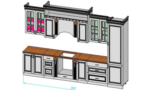 Кухня Верона прямая 3,9м крем глянец фото 2