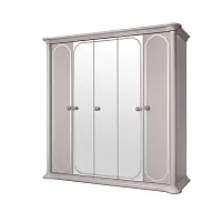 Шкаф 5-ти дверный с зеркалом Вена (белый/серебро)