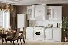 Кухонный гарнитур "Венеция" прямой 2,40 крем, золото, черный/бронза