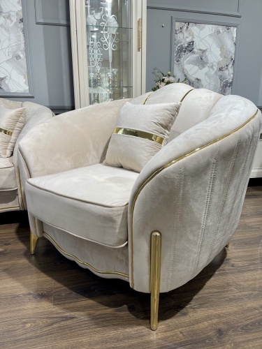 Кресло Лара бежевый золото фото 2