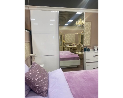 Шкаф-купе с зеркалом Венеция (белый глянец) фото 3