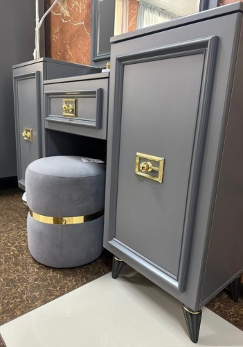 Пуф Виктория (серый с золотом) фото 2