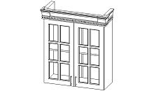 Верона секция навесная 2-створчатая с полкой, фасад со стеклом крем глянец