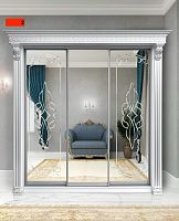 Шкаф-купе Классик 3-дверный №2 (2,38 м.) белый/серебро