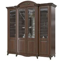 Шкаф-сервант 4-х дверный стекло Да Винчи (орех)