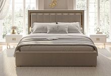 Кровать двуспальная 1.6 м. Виктория (велюр коричневый с серебром)