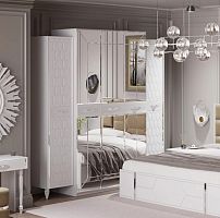 Шкаф для одежды 5-дверный Мария (белый с серебром)