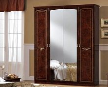 Шкаф 4-х дверный с зеркалами без короны Ирина (орех глянец)