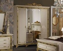 Шкаф 4-дверный Катя (беж/золото глянец)