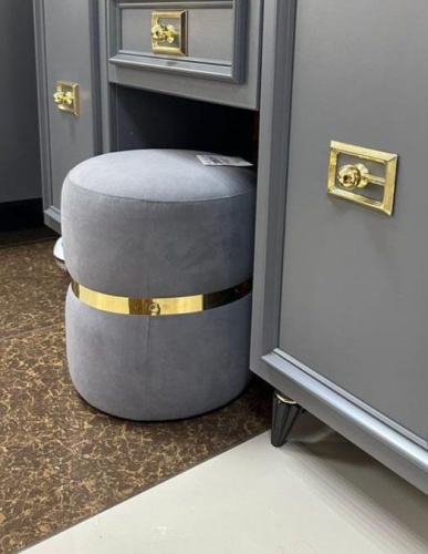 Пуф Виктория (серый с золотом)