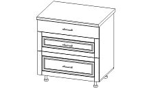 Верона секция напольная, широкая с ящиками и столешницей крем глянец