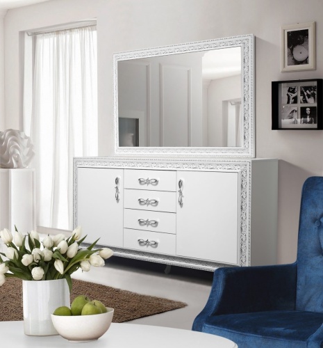 Комод Дана белое серебро