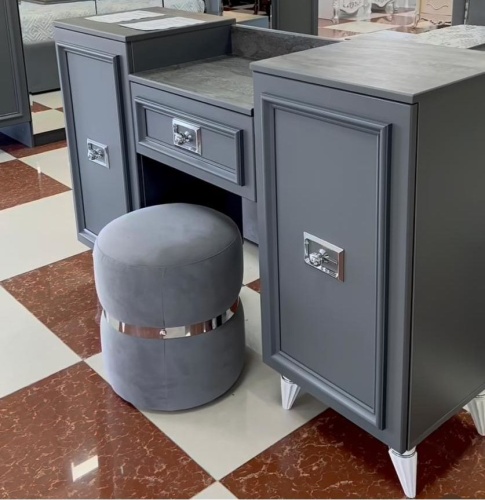 Пуф Виктория (серый с серебром) фото 3