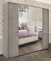 Шкаф Гравита 5-створчатый с зеркалом серый камень глянец