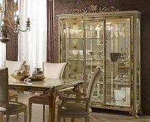 Витрина 3-дверная Катя (беж/золото глянец)