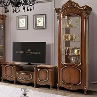 Витрина 1-дверная Элиза 5 (ноче ренуар/золото/глянцевый лак)