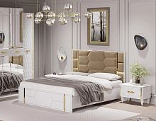 Кровать двуспальная 1.6 м. Мария (велюр коричневый с золотом)