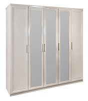 шкаф Нонна 5-створчатый с зеркалом бежевый глянец